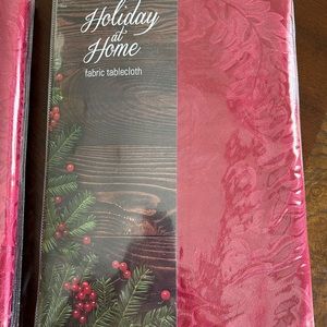 70” x 102” Burgundy Newbridge Barcelona Damask tablecloths.